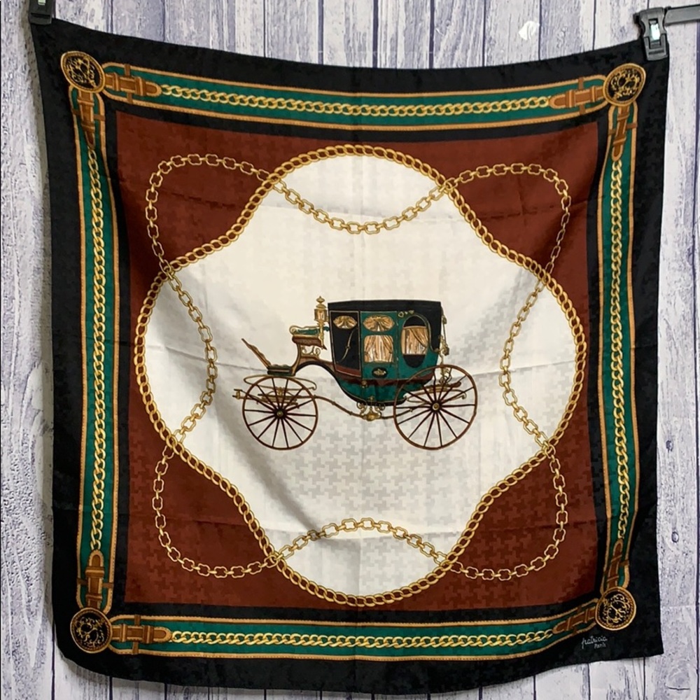 Vintage Patricia Paris Green/Black Carriage Scarf